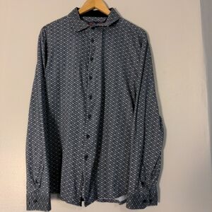 English Laundry Shirt Mens 2XL Blue geometric Soft Cotton Long Sleeve NWOT